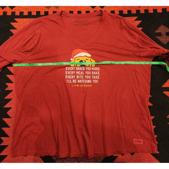NEW Life Is Good Women's XXXL Crusher Tee Red V-Neck Santa Dog Graphic. Cotton - Picture 7 of 16